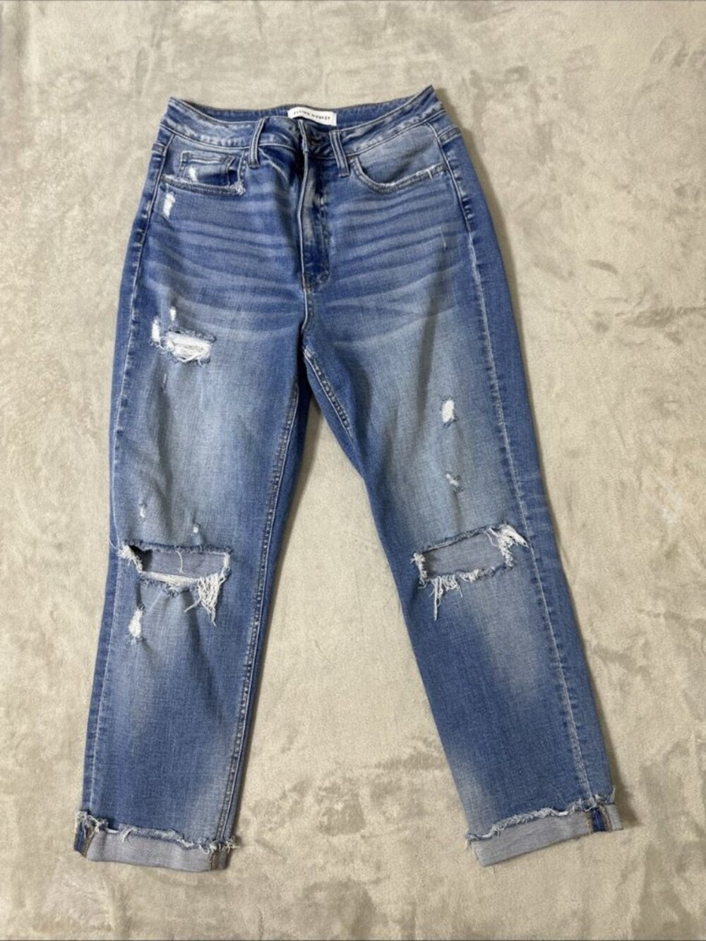 Flying Monkey distressed capri jeans women’s size 26 raw hem cuffed